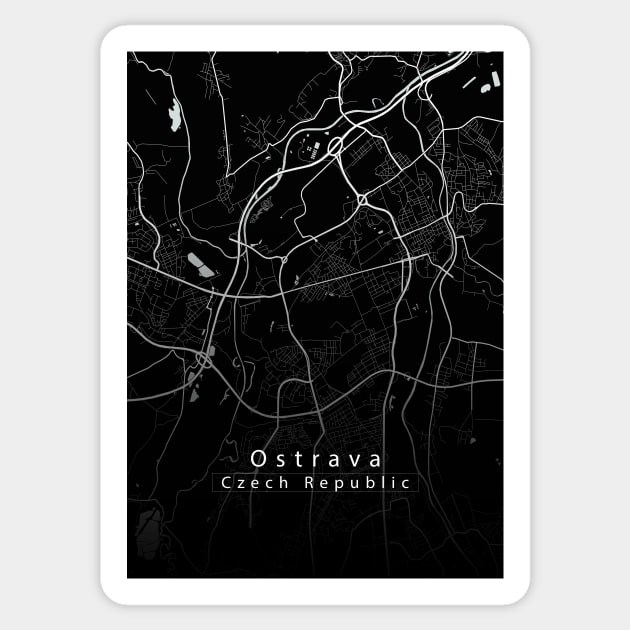 Ostrava Czech Republic City Map dark Sticker by Robin-Niemczyk